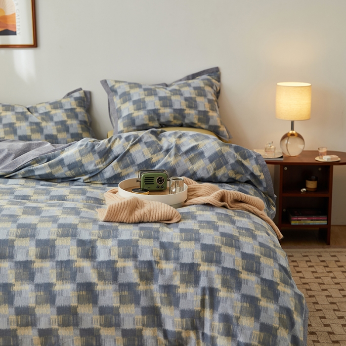 91家纺网 家纺一手货源 找家纺 时年 2022新款生态磨毛飞边款四件套 远山