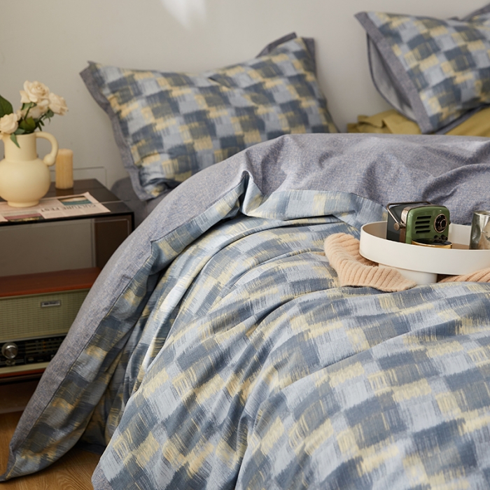 91家纺网 家纺一手货源 找家纺 时年 2022新款生态磨毛飞边款四件套 远山