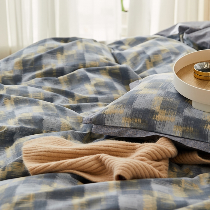 91家纺网 家纺一手货源 找家纺 时年 2022新款生态磨毛飞边款四件套 远山