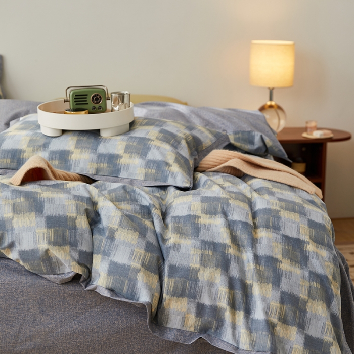 91家纺网 家纺一手货源 找家纺 时年 2022新款生态磨毛飞边款四件套 远山