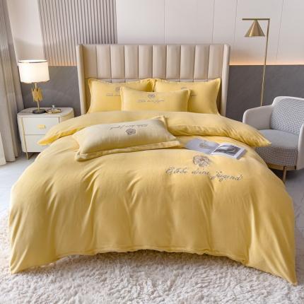 91家纺网 家纺一手货源 找家纺 总 金米诺 直播供货纯色牛奶绒绣花四件套小清新床裙式 山茶花