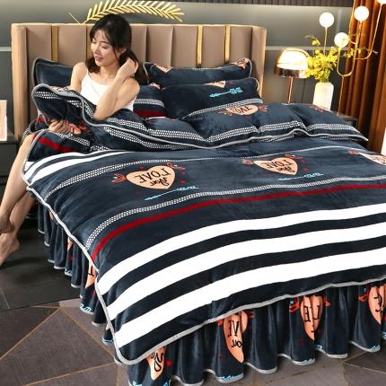 91家纺网 家纺一手货源 找家纺 羽梦2025新款8.5斤牛奶法莱绒金貂法兰绒四件套直播爆款简单爱