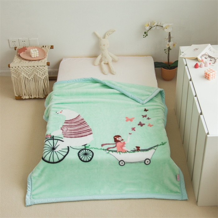 91家纺网 家纺一手货源 找家纺 凯轩毛毛毯毯子 大版花儿童云毛毯毯子 开心 园