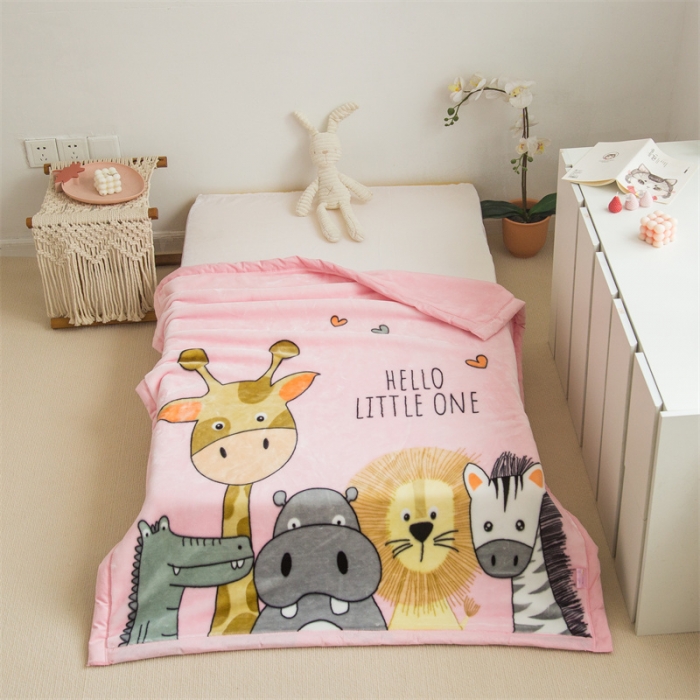 91家纺网 家纺一手货源 找家纺 凯轩毛毛毯毯子 大版花儿童云毛毯毯子 团聚  粉