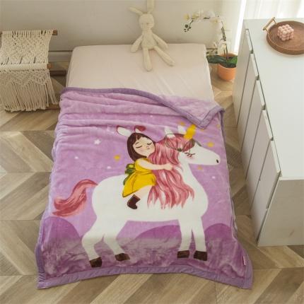 凯轩毛毛毯毯子 大版花儿童云毛毯毯子 小骑手紫