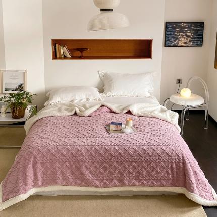 91家纺网 家纺一手货源 找家纺 航途席业 2022新款塔芙绒羊羔绒毛毯 莫奈紫