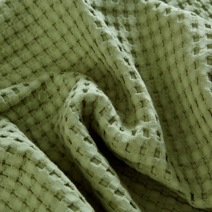 91家纺网 家纺一手货源 找家纺 朴尔 2022新款全棉纱布华夫格素色枕巾系列 华夫格纹枕巾-抹茶