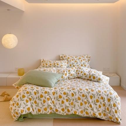 91家纺网 家纺一手货源 找家纺 （总）时光里 2022新款230g正宗全消光印花牛奶绒四件套