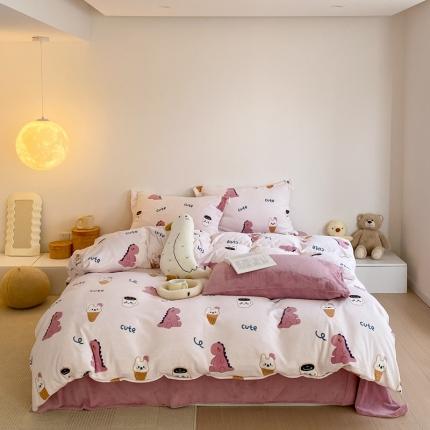 91家纺网 家纺一手货源 找家纺 （总）时光里 2022新款230g正宗全消光印花牛奶绒四件套