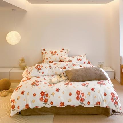 91家纺网 家纺一手货源 找家纺 （总）时光里 2022新款230g正宗全消光印花牛奶绒四件套