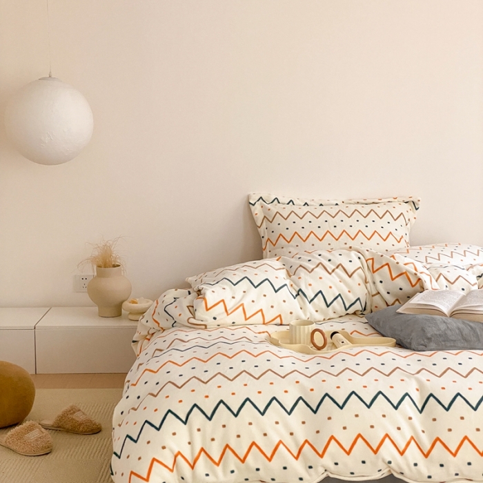 91家纺网 家纺一手货源 找家纺 时光里 2022新款230g正宗全消光印花牛奶绒四件套 艾维-米