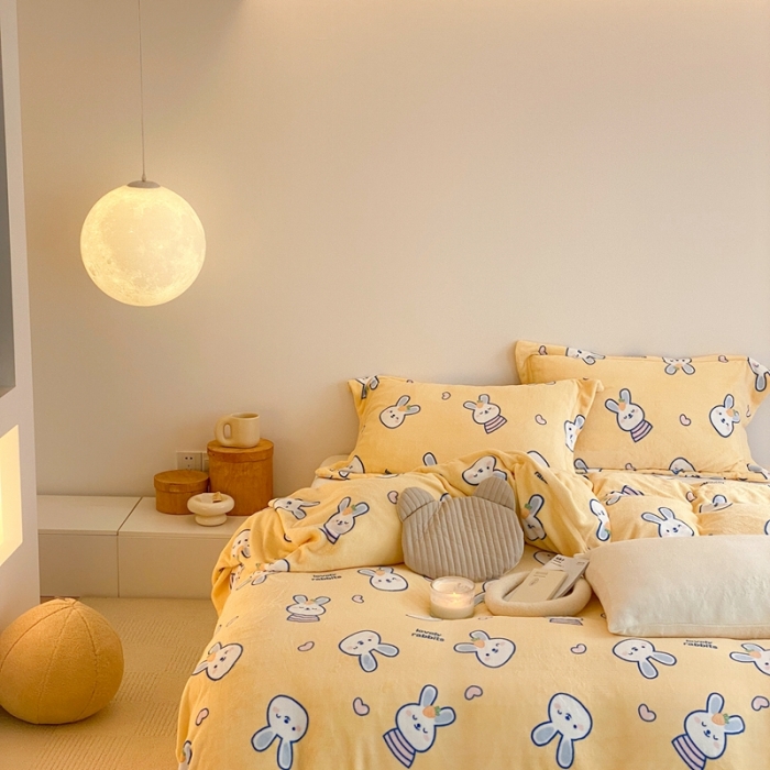 91家纺网 家纺一手货源 找家纺 时光里 2022新款230g正宗全消光印花牛奶绒四件套 乖乖兔