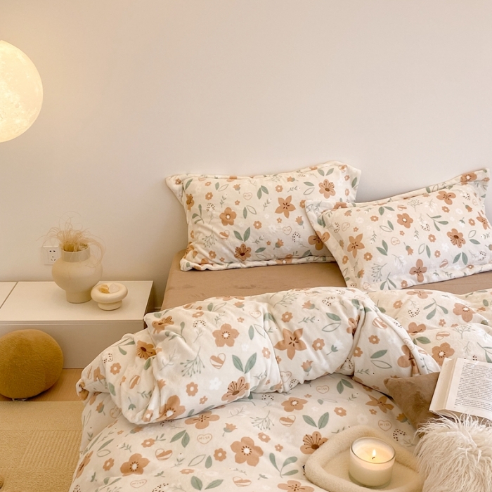 91家纺网 家纺一手货源 找家纺 时光里 2022新款230g正宗全消光印花牛奶绒四件套 花期