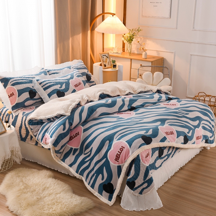 91家纺网 家纺一手货源 找家纺 迷仙巢 2022新款牛奶绒床盖款 爱的憧憬