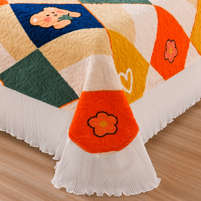 91家纺网 家纺一手货源 找家纺 迷仙巢 2022新款牛奶绒床盖款 格子熊