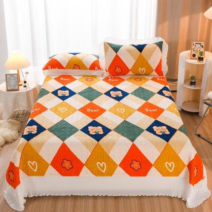 迷仙巢 2022新款牛奶绒床盖款 格子熊