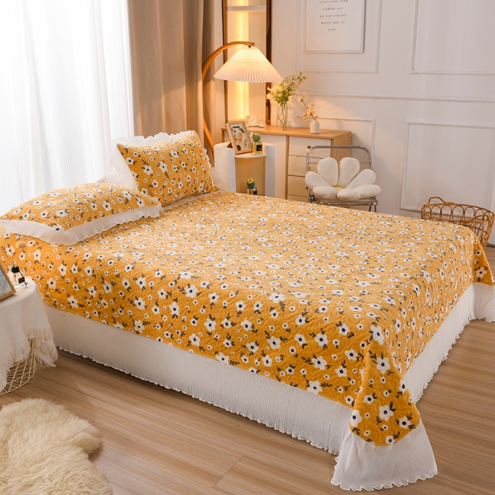 91家纺网 家纺一手货源 找家纺 迷仙巢 2022新款牛奶绒床盖款 田园生活