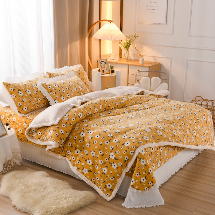 91家纺网 家纺一手货源 找家纺 迷仙巢 2022新款牛奶绒床盖款 田园生活