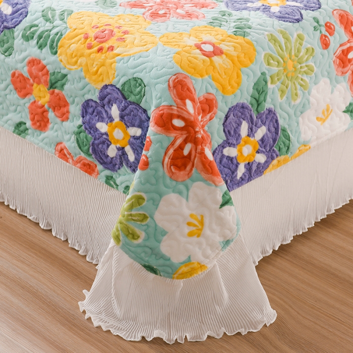 91家纺网 家纺一手货源 找家纺 迷仙巢 2022新款牛奶绒床盖款 向阳花开