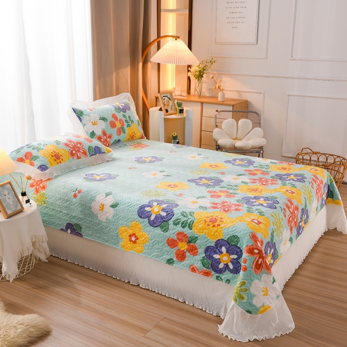 91家纺网 家纺一手货源 找家纺 迷仙巢 2022新款牛奶绒床盖款 向阳花开