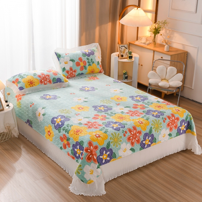 91家纺网 家纺一手货源 找家纺 迷仙巢 2022新款牛奶绒床盖款 向阳花开