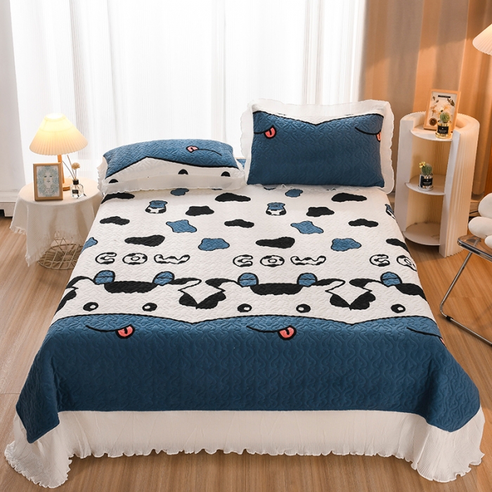 91家纺网 家纺一手货源 找家纺 迷仙巢 2022新款牛奶绒床盖款 小奶牛