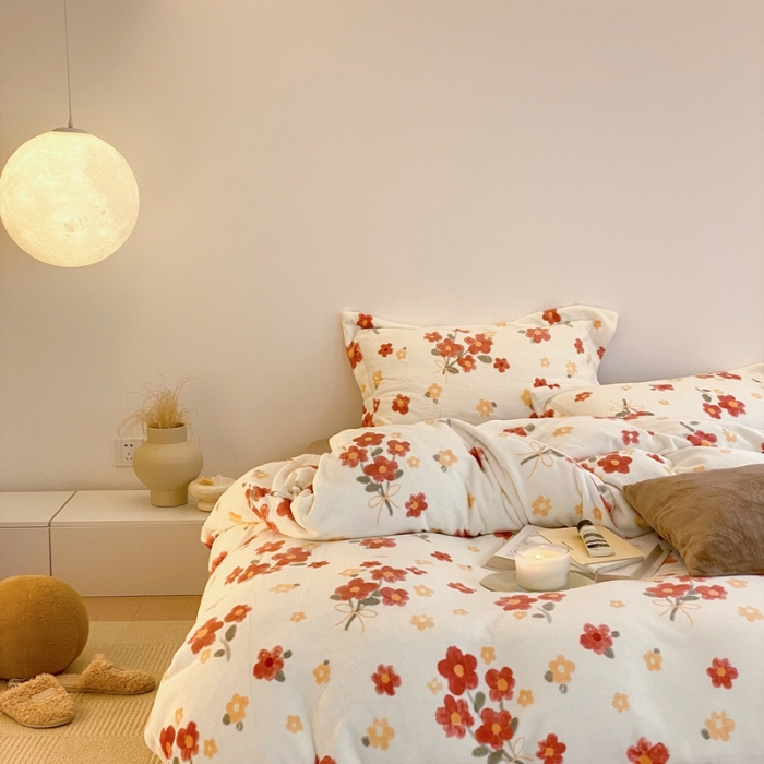 91家纺网 家纺一手货源 找家纺 时光里 2022新款230g正宗全消光印花牛奶绒四件套 莫奈