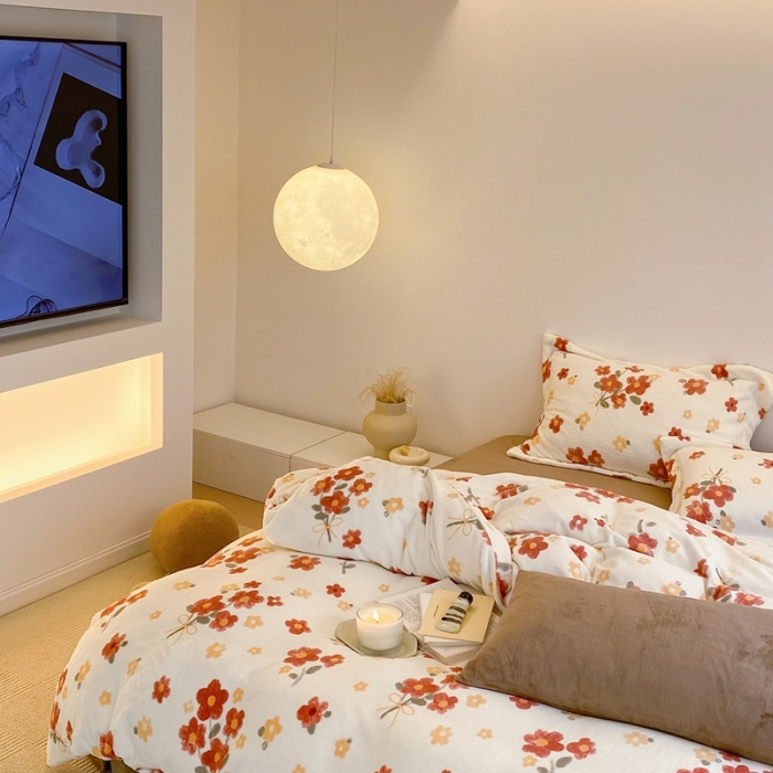 91家纺网 家纺一手货源 找家纺 时光里 2022新款230g正宗全消光印花牛奶绒四件套 莫奈