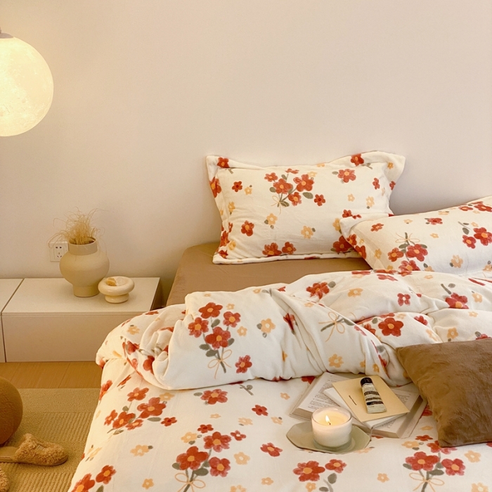 91家纺网 家纺一手货源 找家纺 时光里 2022新款230g正宗全消光印花牛奶绒四件套 莫奈