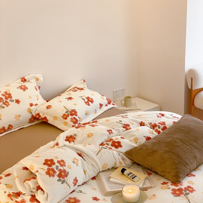 91家纺网 家纺一手货源 找家纺 时光里 2022新款230g正宗全消光印花牛奶绒四件套 莫奈