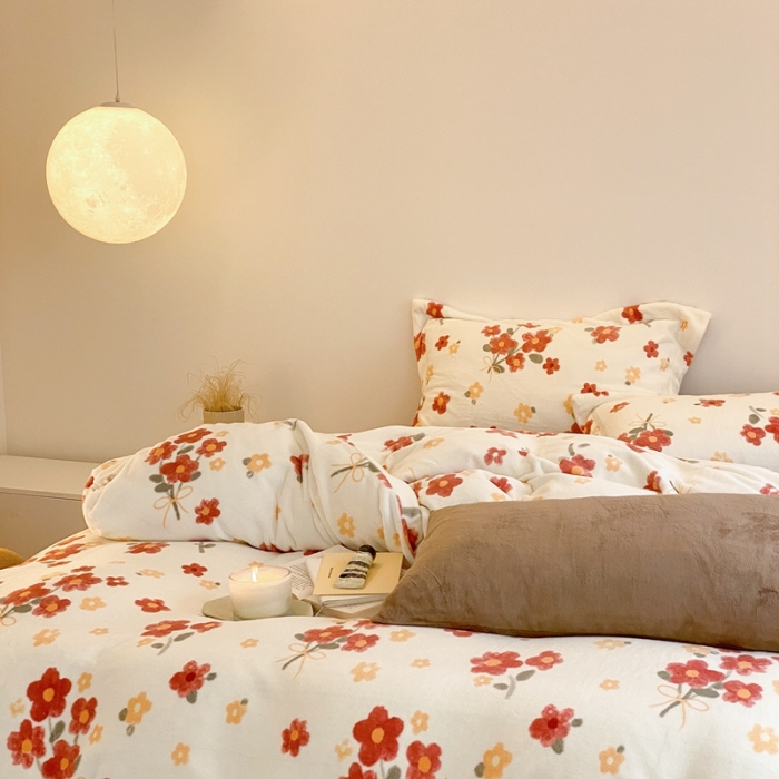 91家纺网 家纺一手货源 找家纺 时光里 2022新款230g正宗全消光印花牛奶绒四件套 莫奈