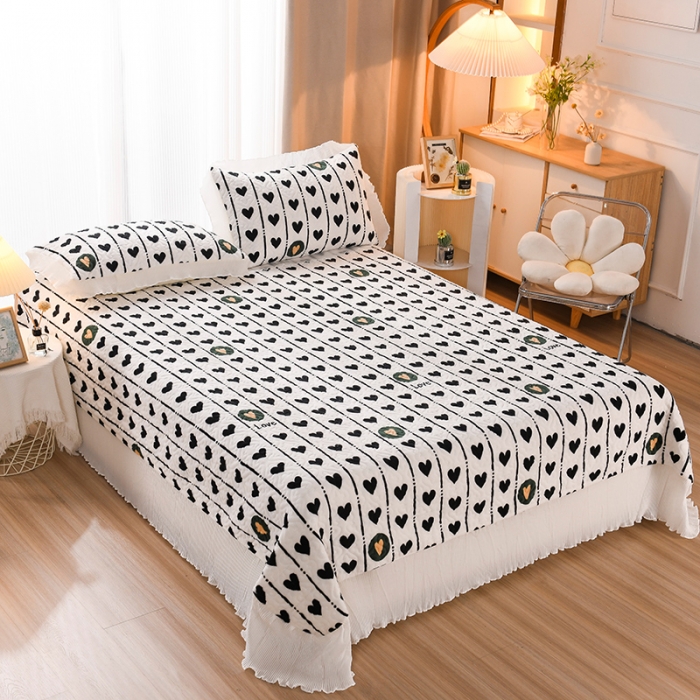 91家纺网 家纺一手货源 找家纺 迷仙巢 2022新款牛奶绒床盖款 心心相印