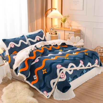 91家纺网 家纺一手货源 找家纺 迷仙巢 2022新款牛奶绒床盖款四件套 心动