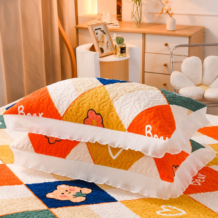 91家纺网 家纺一手货源 找家纺 迷仙巢 2022新款牛奶绒床盖款四件套 格子熊