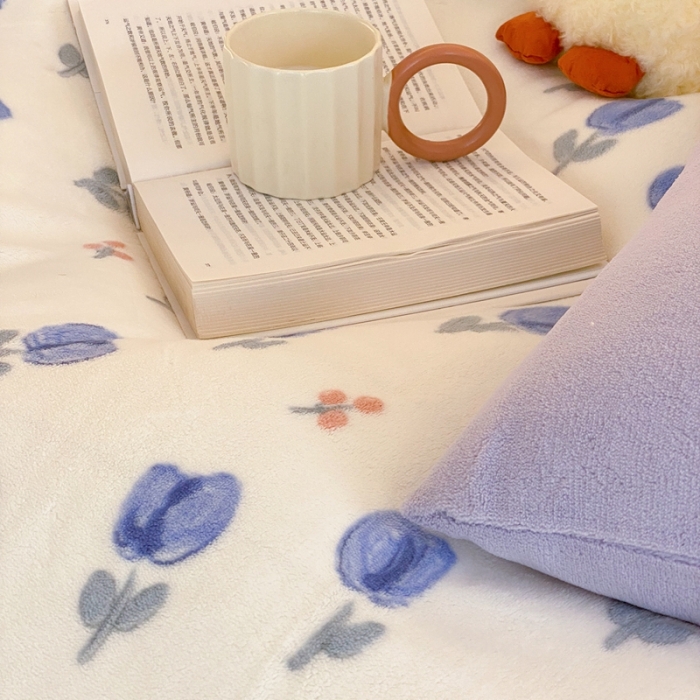 91家纺网 家纺一手货源 找家纺 时光里 2022新款230g正宗全消光印花牛奶绒四件套 郁金香