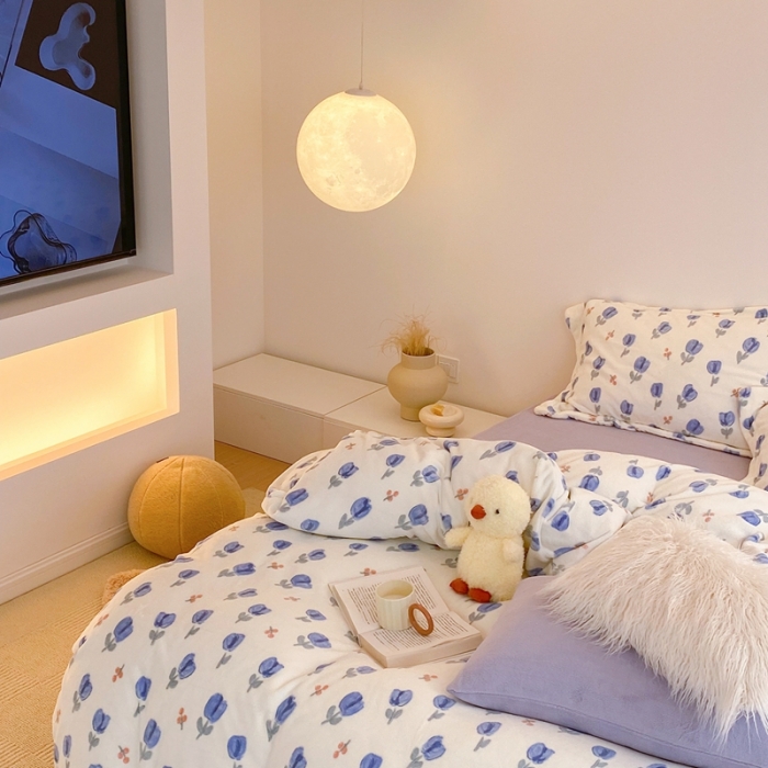 91家纺网 家纺一手货源 找家纺 时光里 2022新款230g正宗全消光印花牛奶绒四件套 郁金香