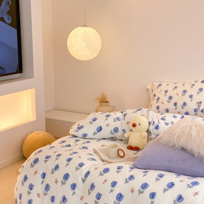 91家纺网 家纺一手货源 找家纺 时光里 2022新款230g正宗全消光印花牛奶绒四件套 郁金香