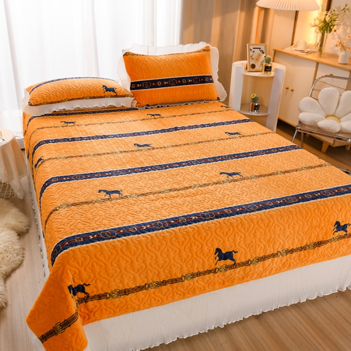 91家纺网 家纺一手货源 找家纺 迷仙巢 2022新款牛奶绒床盖款四件套 马到成功