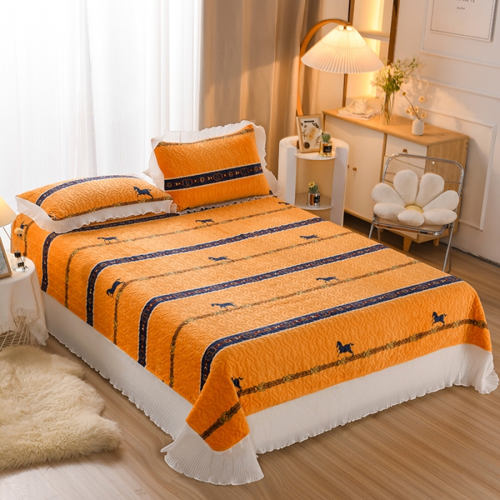 91家纺网 家纺一手货源 找家纺 迷仙巢 2022新款牛奶绒床盖款四件套 马到成功