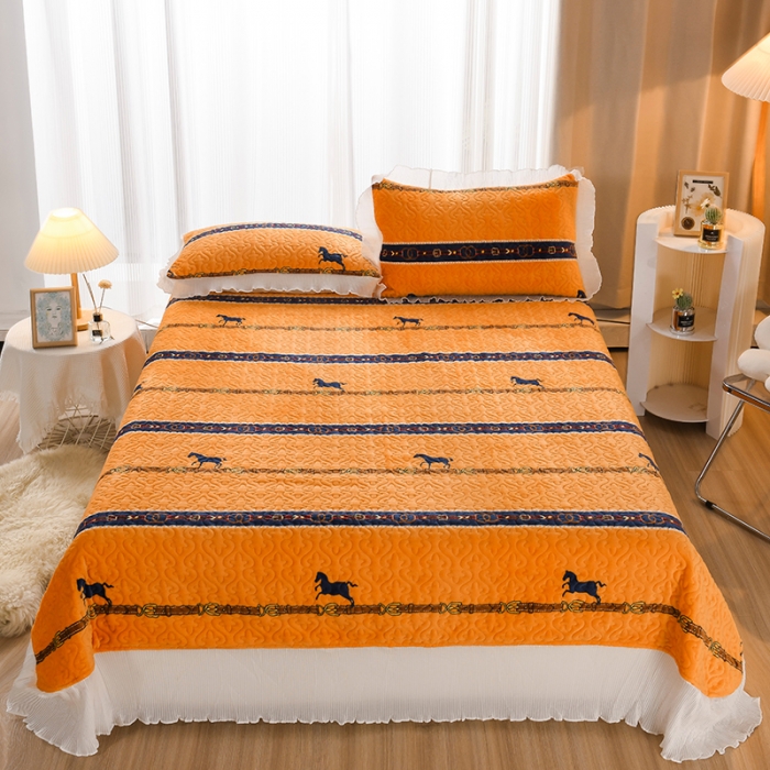 91家纺网 家纺一手货源 找家纺 迷仙巢 2022新款牛奶绒床盖款四件套 马到成功