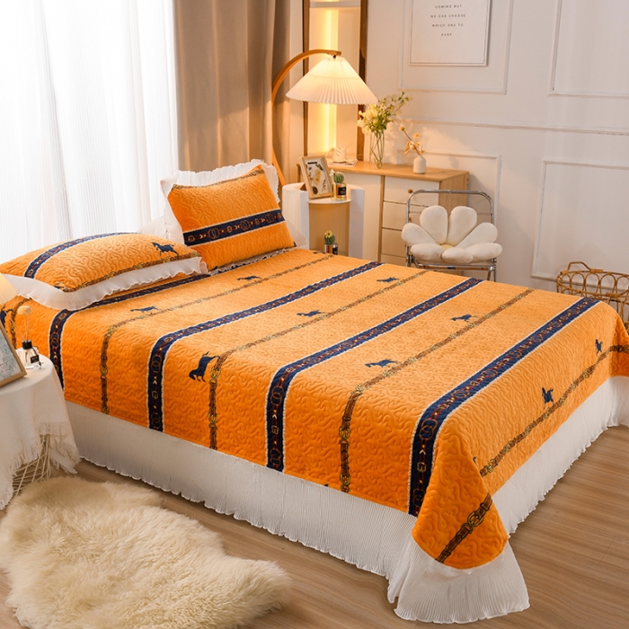 91家纺网 家纺一手货源 找家纺 迷仙巢 2022新款牛奶绒床盖款四件套 马到成功