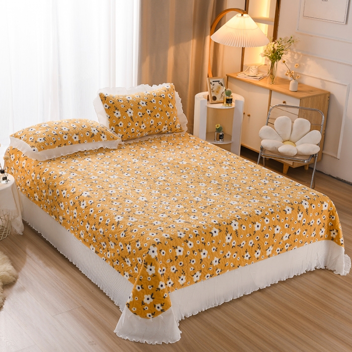 91家纺网 家纺一手货源 找家纺 迷仙巢 2022新款牛奶绒床盖款四件套 田园生活