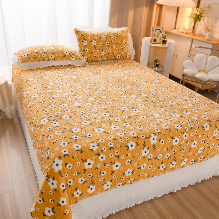 91家纺网 家纺一手货源 找家纺 迷仙巢 2022新款牛奶绒床盖款四件套 田园生活