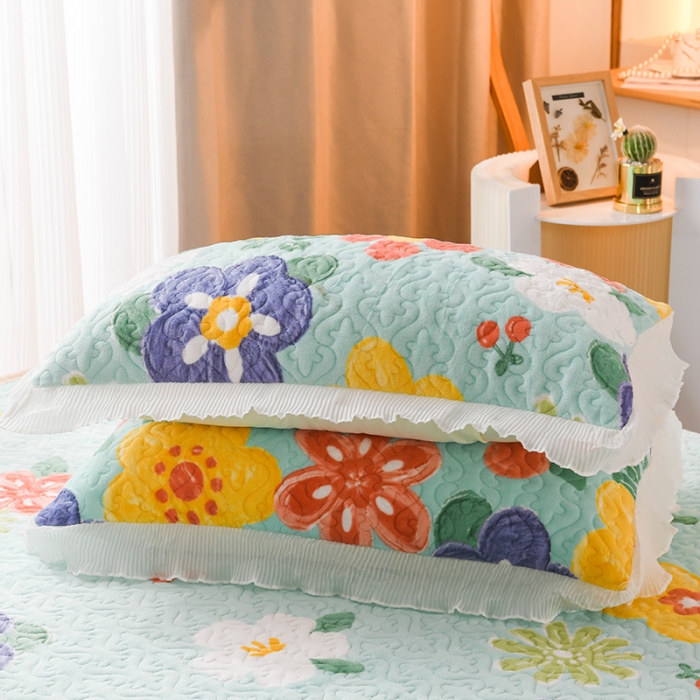 91家纺网 家纺一手货源 找家纺 迷仙巢 2022新款牛奶绒床盖款四件套 向阳花开