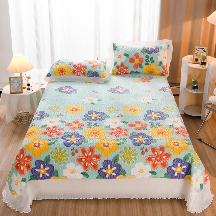 91家纺网 家纺一手货源 找家纺 迷仙巢 2022新款牛奶绒床盖款四件套 向阳花开