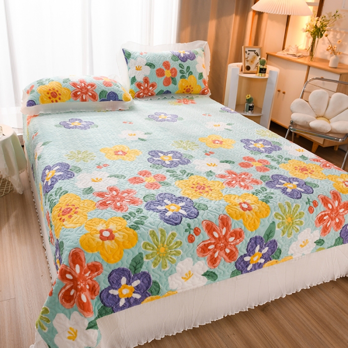 91家纺网 家纺一手货源 找家纺 迷仙巢 2022新款牛奶绒床盖款四件套 向阳花开