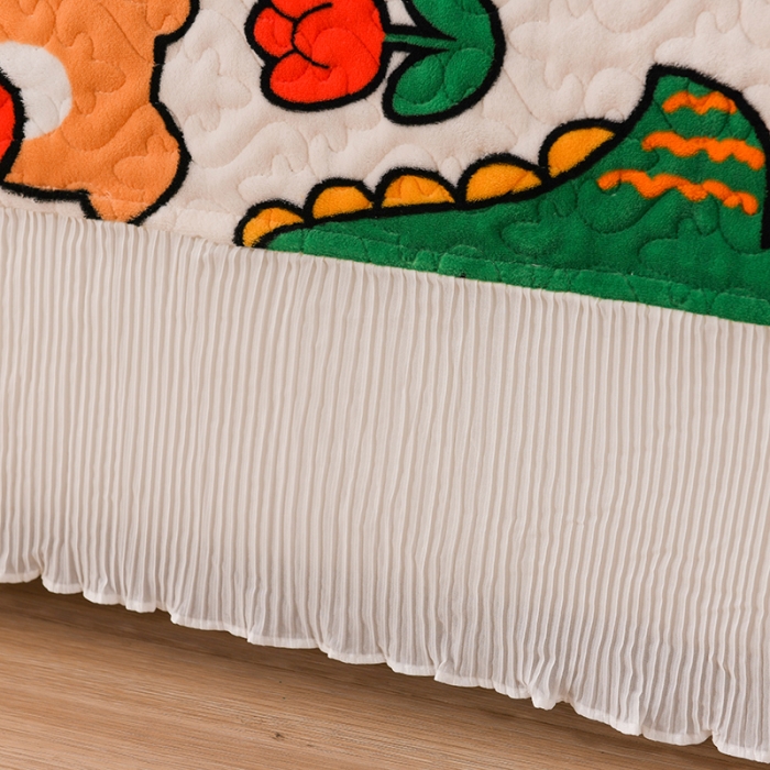 91家纺网 家纺一手货源 找家纺 迷仙巢 2022新款牛奶绒床盖款四件套 小恐龙