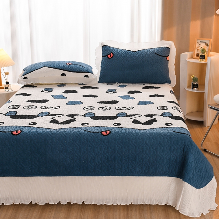 91家纺网 家纺一手货源 找家纺 迷仙巢 2022新款牛奶绒床盖款四件套 小奶牛