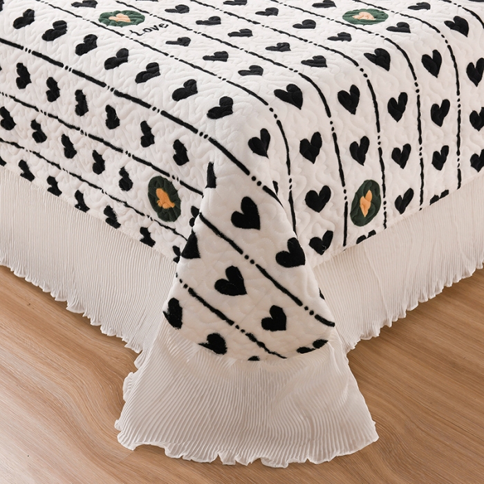 91家纺网 家纺一手货源 找家纺 迷仙巢 2022新款牛奶绒床盖款四件套 心心相印