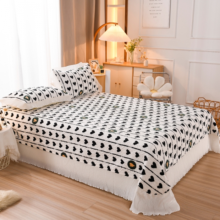 91家纺网 家纺一手货源 找家纺 迷仙巢 2022新款牛奶绒床盖款四件套 心心相印